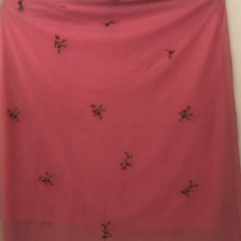 BCBGMaxAzria Pink A-Line Skirt with intricate beading  size Small